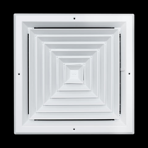 Fits 14x14 Duct Opening 4 WAY Aluminum Square Ceiling Diffuser | Register Vent Cover Grille for Ceiling | Rust Proof | White | Outer Dimensions: 15.75" X 15.75"