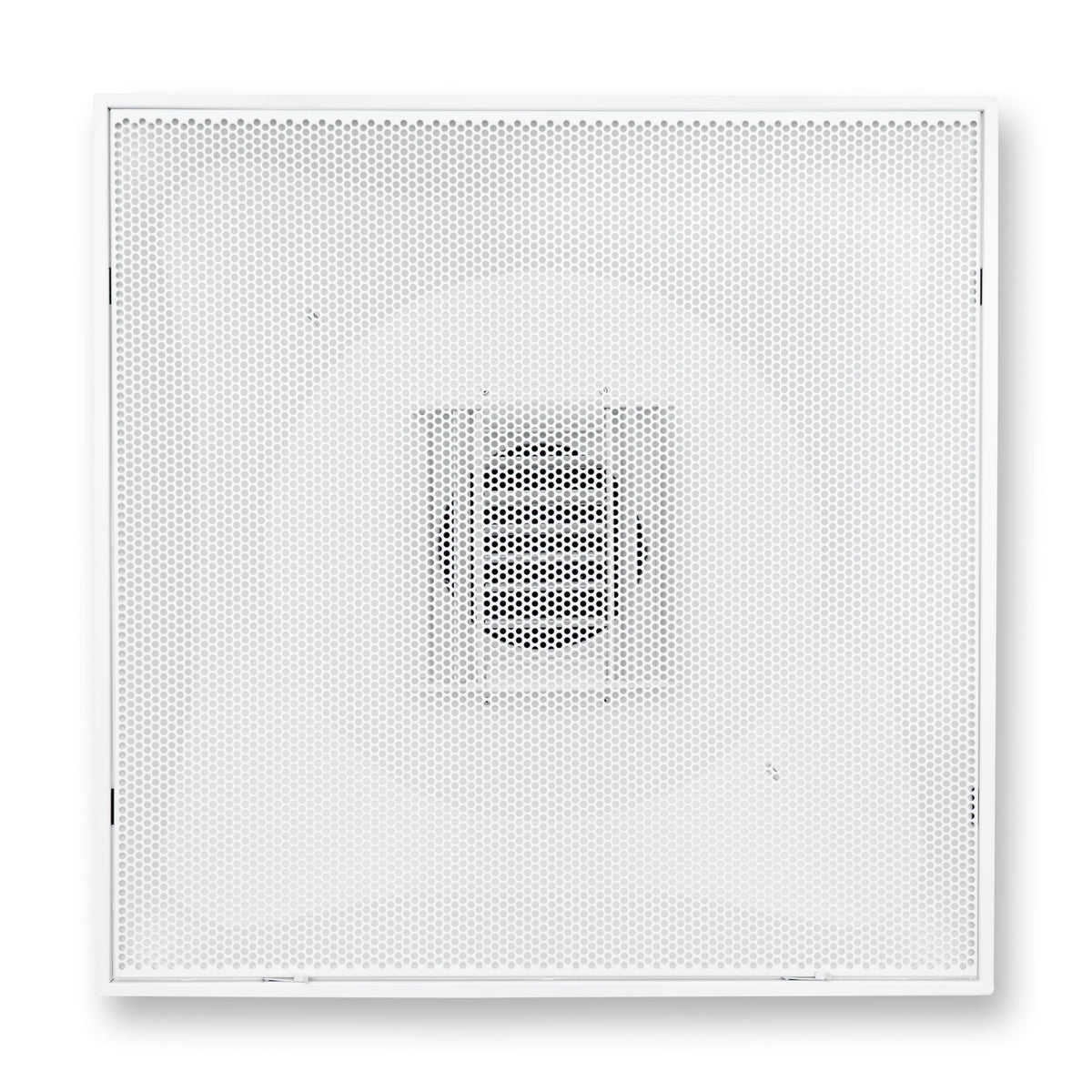 Fits 24x24 Steel T-Bar Drop Ceiling Grid | 2x2 Feet Lay in Steel Perforated Face Air Supply Diffuser with Round 6" [Neck Size] by Handua | Drop Ceiling Vent | White | Outer Dimension: 23-3/4" x 23-3/4"