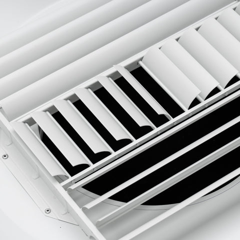 Fits 24x24 Steel T-Bar Drop Ceiling Grid | 2x2 Feet Lay in Steel Perforated Face Air Supply Diffuser with Round 6" [Neck Size] by Handua | Drop Ceiling Vent | White | Outer Dimension: 23-3/4" x 23-3/4"