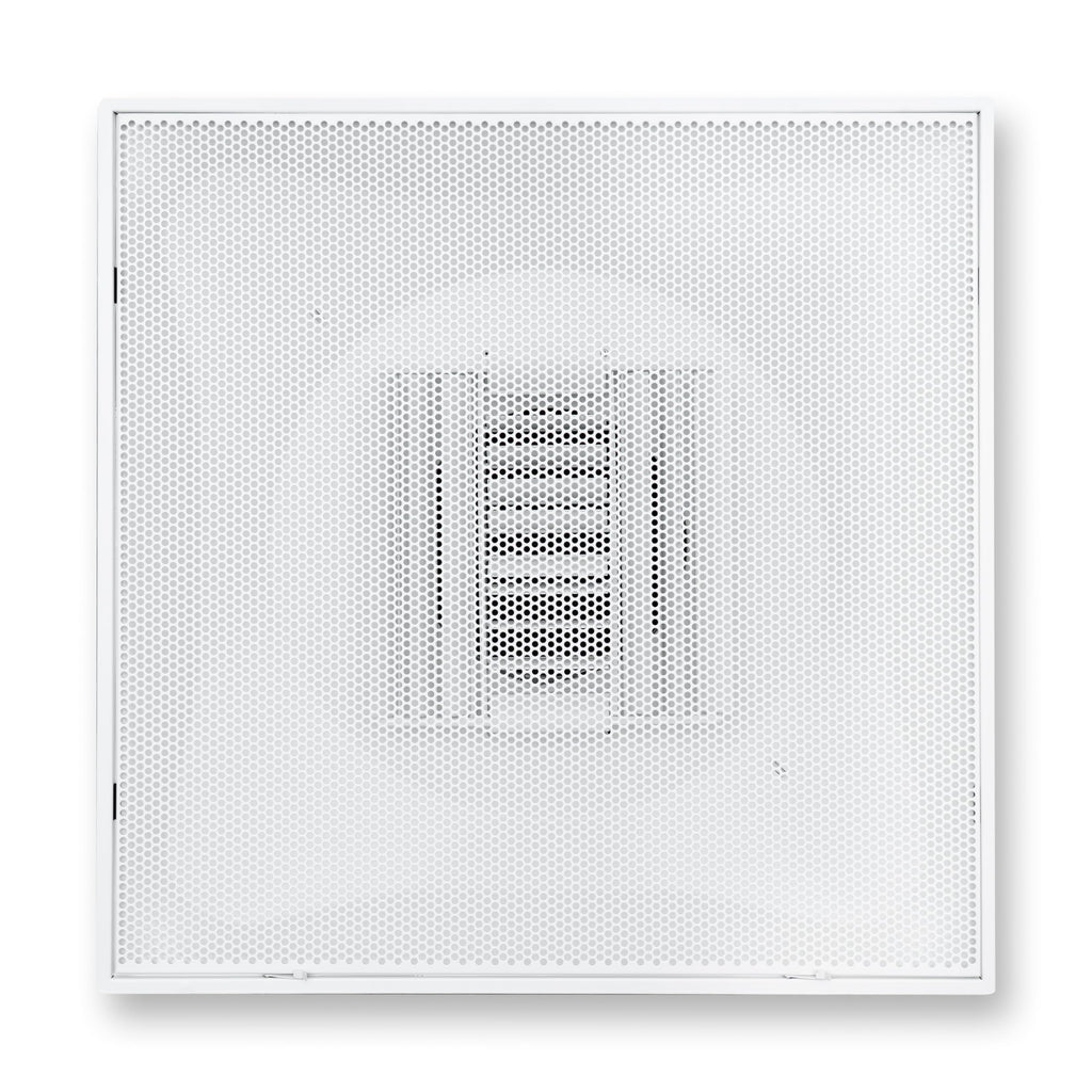 Fits 24x24 Steel T-Bar Drop Ceiling Grid | 2x2 Feet Lay in Steel Perforated Face Air Supply Diffuser with Round 8" [Neck Size] by Handua | Drop Ceiling Vent | White | Outer Dimension: 23-3/4" x 23-3/4"