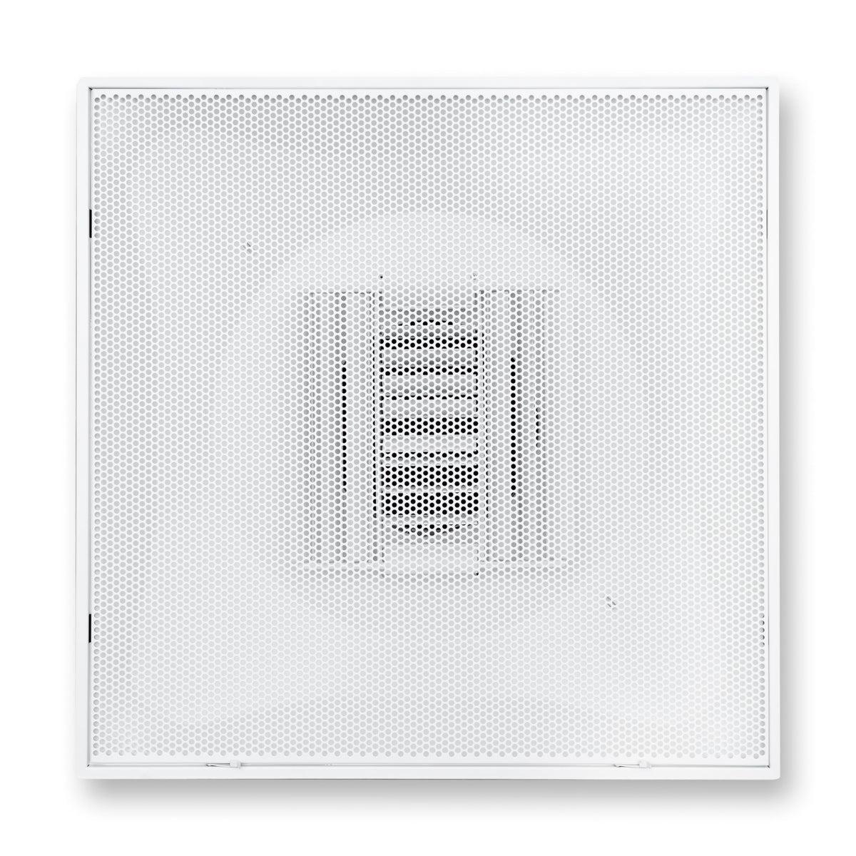 Fits 24x24 Steel T-Bar Drop Ceiling Grid | 2x2 Feet Lay in Steel Perforated Face Air Supply Diffuser with Round 8" [Neck Size] by Handua | Drop Ceiling Vent | White | Outer Dimension: 23-3/4" x 23-3/4"