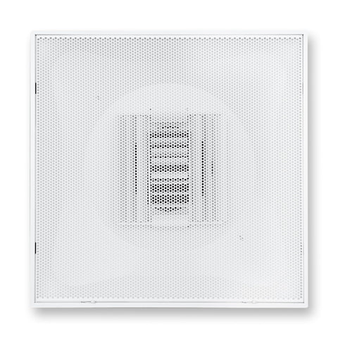 Fits 24x24 Steel T-Bar Drop Ceiling Grid | 2x2 Feet Lay in Steel Perforated Face Air Supply Diffuser with Round 8" [Neck Size] by Handua | Drop Ceiling Vent | White | Outer Dimension: 23-3/4" x 23-3/4"
