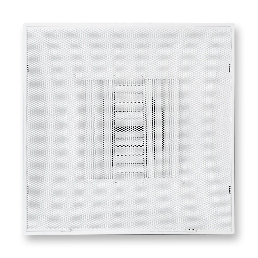 Fits 24x24 Steel T-Bar Drop Ceiling Grid | 2x2 Feet Lay in Steel Perforated Face Air Supply Diffuser with Round 10" [Neck Size] by Handua | Drop Ceiling Vent | White| Outer Dimension: 23-3/4" x 23-3/4"