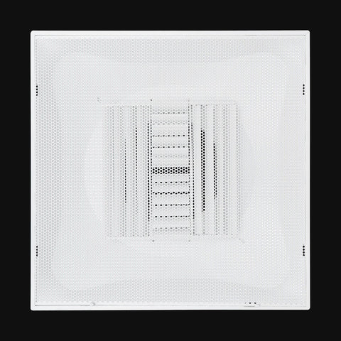 Fits 24x24 Steel T-Bar Drop Ceiling Grid | 2x2 Feet Lay in Steel Perforated Face Air Supply Diffuser with Round 10" [Neck Size] by Handua | Drop Ceiling Vent | White| Outer Dimension: 23-3/4" x 23-3/4"