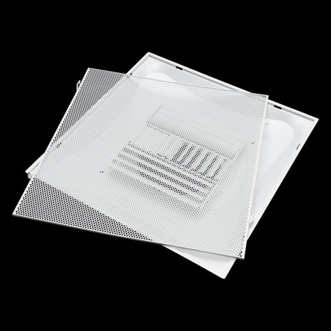 Fits 24x24 Steel T-Bar Drop Ceiling Grid | 2x2 Feet Lay in Steel Perforated Face Air Supply Diffuser with Round 10" [Neck Size] by Handua | Drop Ceiling Vent | White| Outer Dimension: 23-3/4" x 23-3/4"