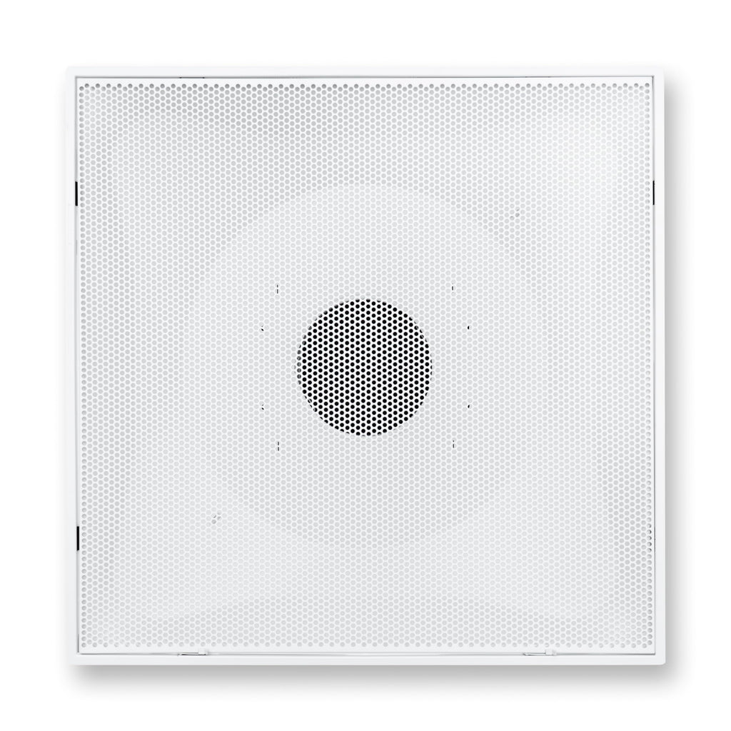 Fits 24x24 Steel T-Bar Drop Ceiling Grid | 2x2 Feet Lay in Steel Perforated Face Return Air Grille with Round 6" [Neck Size] by Handua | Drop Ceiling Vent | White | Outer Dimension: 23-3/4" x 23-3/4"