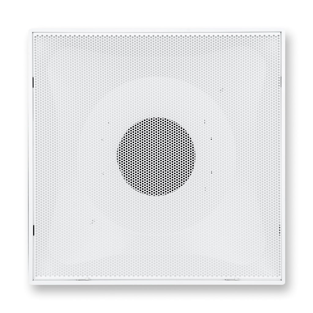 Fits 24x24 Steel T-Bar Drop Ceiling Grid | 2x2 Feet Lay in Steel Perforated Face Return Air Grille with Round 8" [Neck Size] by Handua | Drop Ceiling Vent | White | Outer Dimension: 23-3/4" x 23-3/4"