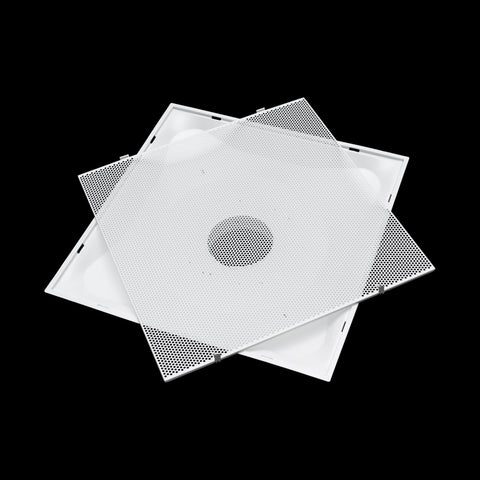 Fits 24x24 Steel T-Bar Drop Ceiling Grid | 2x2 Feet Lay in Steel Perforated Face Return Air Grille with Round 10" [Neck Size] by Handua | Drop Ceiling Vent | White | Outer Dimension: 23-3/4" x 23-3/4"