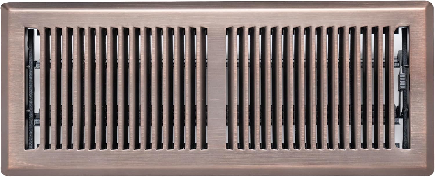 Fits 4x12 and 12x4 Duct Opening | Floor Register with Contemporary Louvered Design by Handua | Heavy Duty Walkable Design with Damper | Floor Vent Grille | Easy to Adjust Air Supply Lever | Bronze