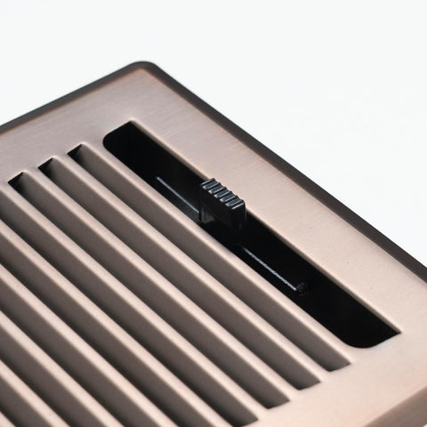 Fits 4x12 and 12x4 Duct Opening | Floor Register with Contemporary Louvered Design by Handua | Heavy Duty Walkable Design with Damper | Floor Vent Grille | Easy to Adjust Air Supply Lever | Bronze