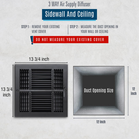 Steel Air Supply Diffuser | 1-2-3-4 Way Vent Cover Grill for Sidewall & Ceiling