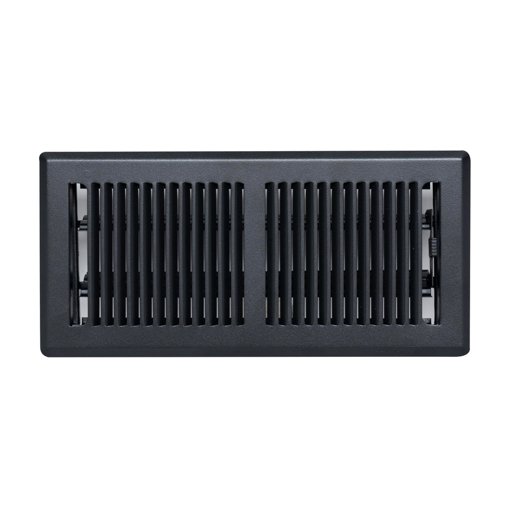 Fits 4x10 and 10x4 Duct Opening | Floor Register with Contemporary Louvered Design by Handua | Heavy Duty Walkable Design with Damper | Floor Vent Grille | Easy Adjust Air Supply Lever | Matte Black