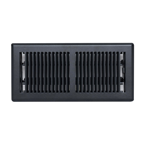 4"x10" Heavy Duty Steel Floor Register, Louvered Air Vent with Adjustable Damper | Matte Black | Out. Dim.: 5-3/4"W X 11-1/2"H
