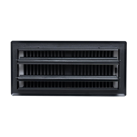 4"x10" Heavy Duty Steel Floor Register, Louvered Air Vent with Adjustable Damper | Matte Black | Out. Dim.: 5-3/4"W X 11-1/2"H
