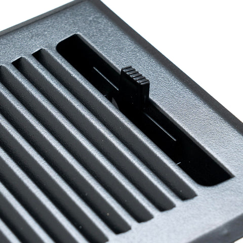 4"x10" Heavy Duty Steel Floor Register, Louvered Air Vent with Adjustable Damper | Matte Black | Out. Dim.: 5-3/4"W X 11-1/2"H