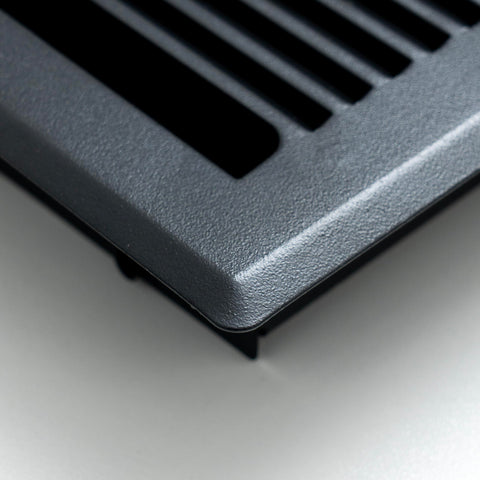 4"x10" Heavy Duty Steel Floor Register, Louvered Air Vent with Adjustable Damper | Matte Black | Out. Dim.: 5-3/4"W X 11-1/2"H