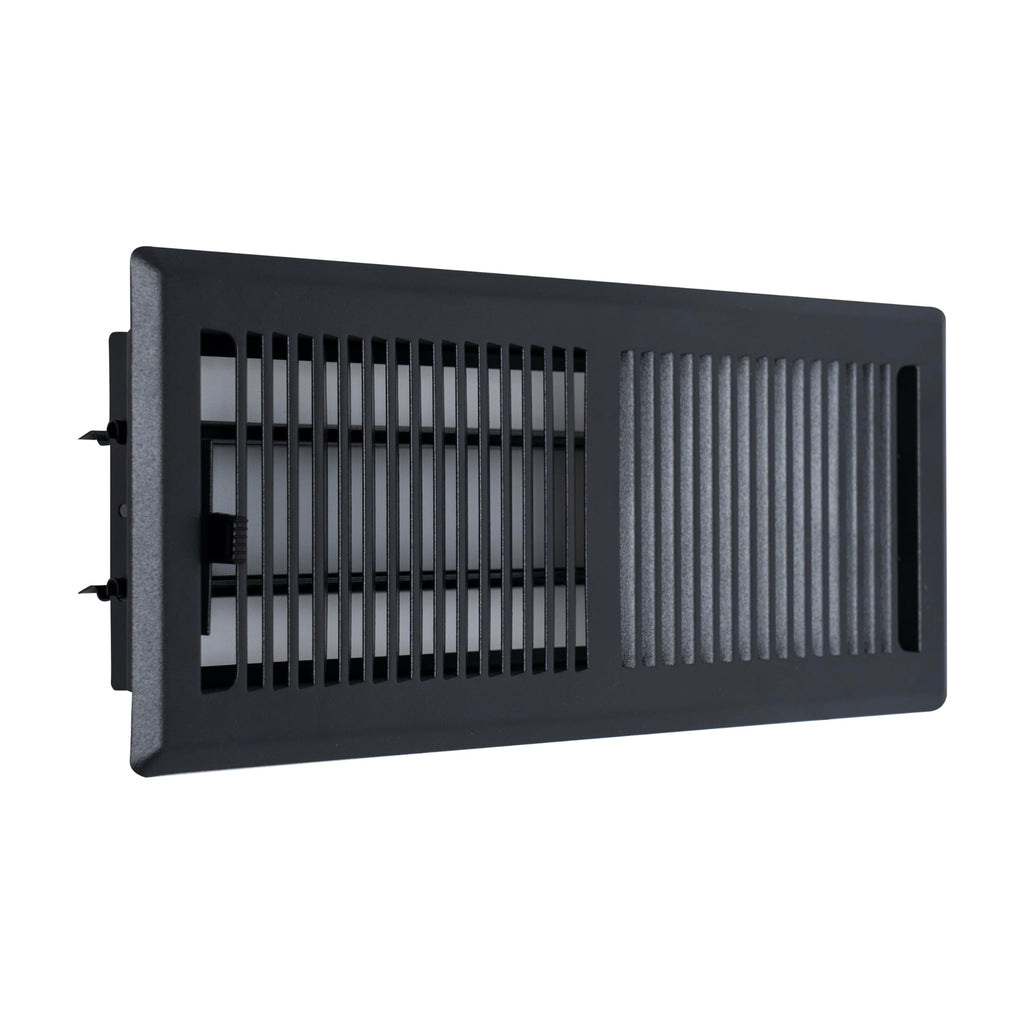 Fits 4x12 and 12x4 Duct Opening | Floor Register with Contemporary Louvered Design by Handua | Heavy Duty Walkable Design with Damper | Floor Vent Grille | Easy Adjust Air Supply Lever | Matte Black