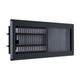 4"x12" Heavy Duty Steel Floor Register, Louvered Air Vent with Adjustable Damper | Matte Black | Out. Dim.: 5-3/4"W X 13-1/2"H