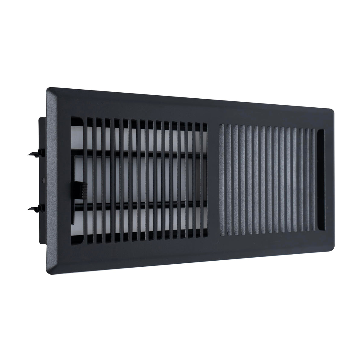 Fits 4x12 and 12x4 Duct Opening | Floor Register with Contemporary Louvered Design by Handua | Heavy Duty Walkable Design with Damper | Floor Vent Grille | Easy Adjust Air Supply Lever | Matte Black