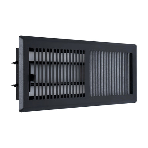 Fits 4x12 and 12x4 Duct Opening | Floor Register with Contemporary Louvered Design by Handua | Heavy Duty Walkable Design with Damper | Floor Vent Grille | Easy Adjust Air Supply Lever | Matte Black