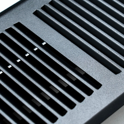 Fits 4x12 and 12x4 Duct Opening | Floor Register with Contemporary Louvered Design by Handua | Heavy Duty Walkable Design with Damper | Floor Vent Grille | Easy Adjust Air Supply Lever | Matte Black