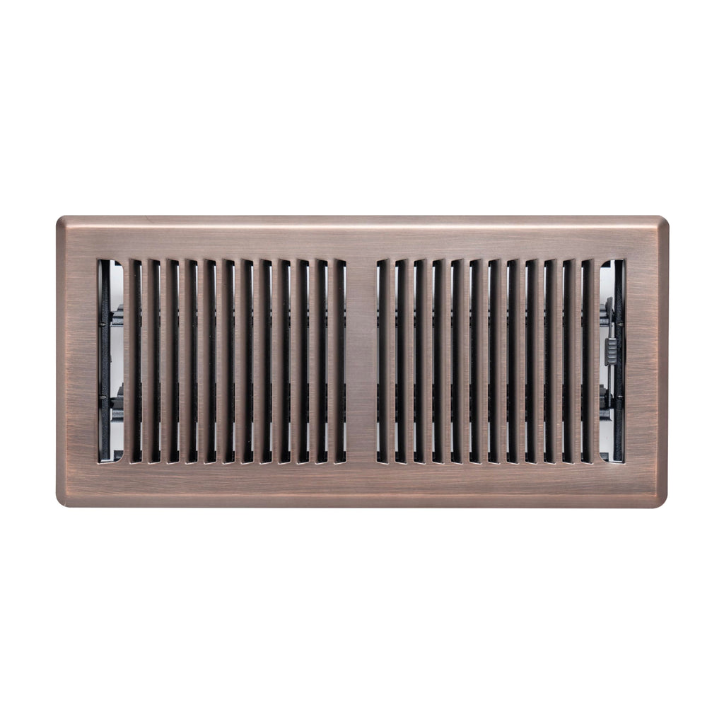Fits 4x10 and 10x4 Duct Opening | Floor Register with Contemporary Louvered Design by Handua | Heavy Duty Walkable Design with Damper | Floor Vent Grille | Easy to Adjust Air Supply Lever | Bronze