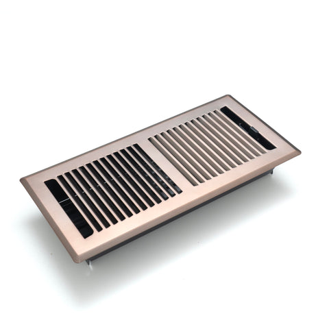 4"x10" Heavy Duty Steel Floor Register, Louvered Air Vent with Adjustable Damper | Bronze | Out. Dim.: 5-3/4"W X 11-1/2"H