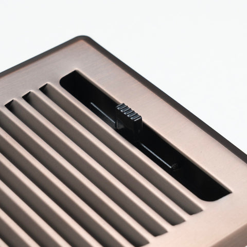 4"x10" Heavy Duty Steel Floor Register, Louvered Air Vent with Adjustable Damper | Bronze | Out. Dim.: 5-3/4"W X 11-1/2"H