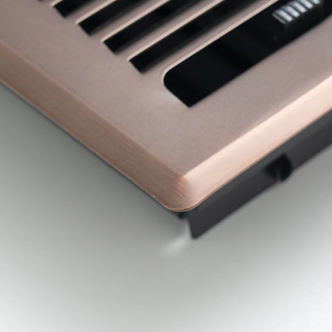 4"x10" Heavy Duty Steel Floor Register, Louvered Air Vent with Adjustable Damper | Bronze | Out. Dim.: 5-3/4"W X 11-1/2"H