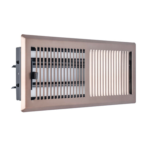 Fits 4x12 and 12x4 Duct Opening | Floor Register with Contemporary Louvered Design by Handua | Heavy Duty Walkable Design with Damper | Floor Vent Grille | Easy to Adjust Air Supply Lever | Bronze