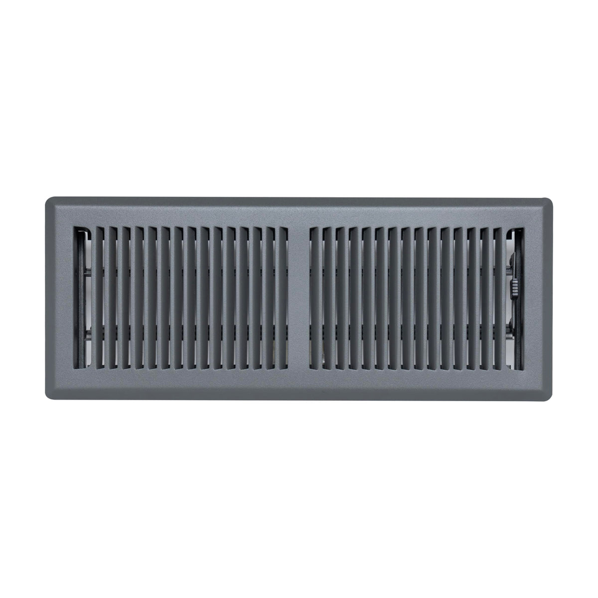 4"x12" Heavy Duty Steel Floor Register, Louvered Air Vent with Adjustable Damper | Dark Gray | Out. Dim.: 5-3/4"W X 13-1/2"H