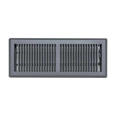 4"x12" Heavy Duty Steel Floor Register, Louvered Air Vent with Adjustable Damper | Dark Gray | Out. Dim.: 5-3/4"W X 13-1/2"H