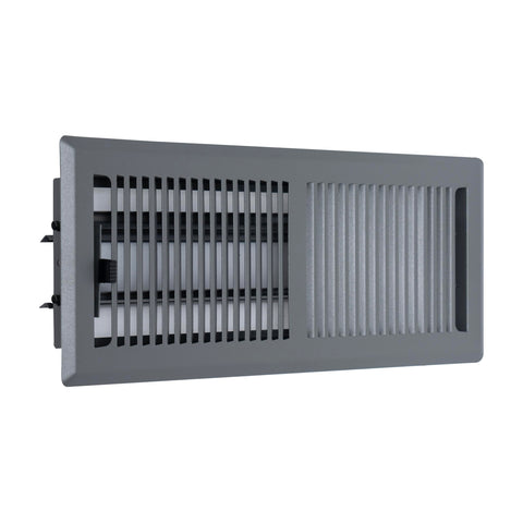 4"x12" Heavy Duty Steel Floor Register, Louvered Air Vent with Adjustable Damper | Dark Gray | Out. Dim.: 5-3/4"W X 13-1/2"H
