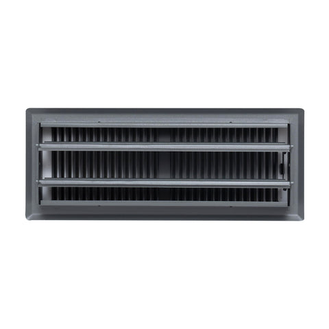 4"x12" Heavy Duty Steel Floor Register, Louvered Air Vent with Adjustable Damper | Dark Gray | Out. Dim.: 5-3/4"W X 13-1/2"H