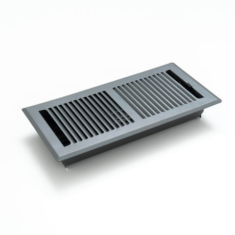 4"x12" Heavy Duty Steel Floor Register, Louvered Air Vent with Adjustable Damper | Dark Gray | Out. Dim.: 5-3/4"W X 13-1/2"H