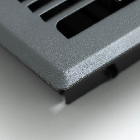 4"x12" Heavy Duty Steel Floor Register, Louvered Air Vent with Adjustable Damper | Dark Gray | Out. Dim.: 5-3/4"W X 13-1/2"H