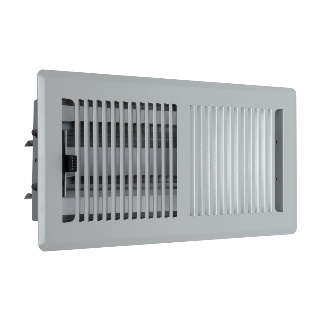 Fits 4x10 and 10x4 Duct Opening | Floor Register with Contemporary Louvered Design by Handua | Heavy Duty Walkable Design with Damper | Floor Vent Grille | Easy to Adjust Air Supply Lever | Light Gray