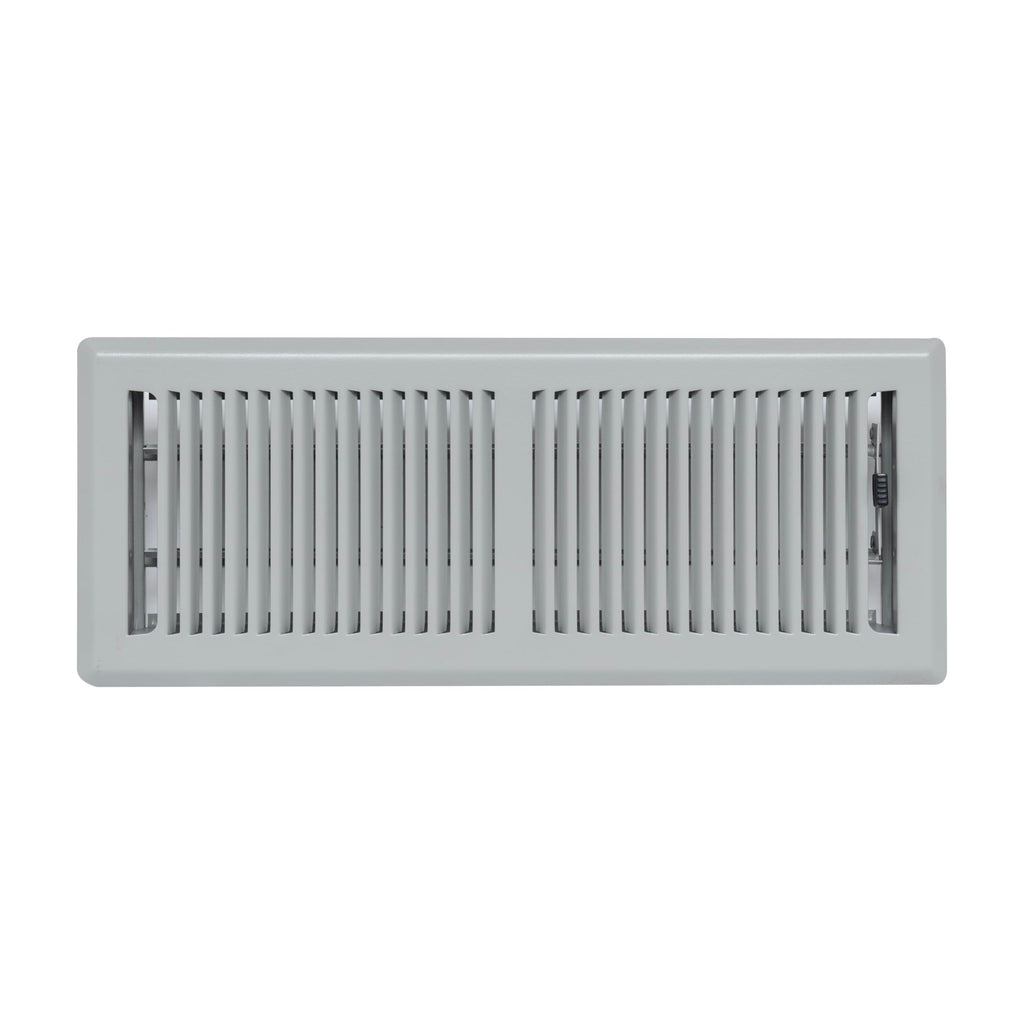 Fits 4x12 and 12x4 Duct Opening | Floor Register with Contemporary Louvered Design by Handua | Heavy Duty Walkable Design with Damper | Floor Vent Grille | Easy to Adjust Air Supply Lever | Light Gray