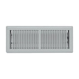 4"x12" Heavy Duty Steel Floor Register, Louvered Air Vent with Adjustable Damper | Light Gray | Out. Dim.: 5-3/4"W X 13-1/2"H