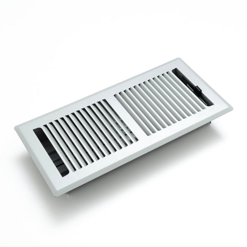 Fits 4x12 and 12x4 Duct Opening | Floor Register with Contemporary Louvered Design by Handua | Heavy Duty Walkable Design with Damper | Floor Vent Grille | Easy to Adjust Air Supply Lever | Light Gray
