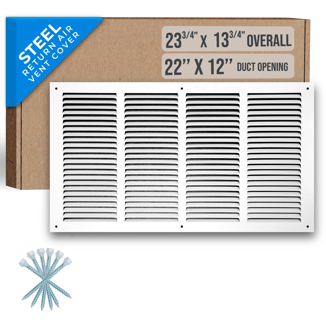 Handua Steel Return Air Grille | Vent Cover Grill for Sidewall and Ceiling, White