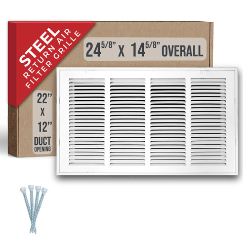Handua HVAC Steel Return Air Filter Grille [Removable Face Door] for 1-inch Filters Vent Cover Grill for 1-inch Filter, White