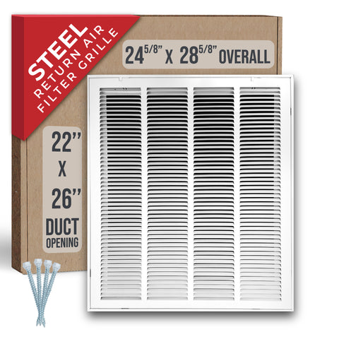 Handua HVAC Steel Return Air Filter Grille [Removable Face Door] for 1-inch Filters Vent Cover Grill for 1-inch Filter, White