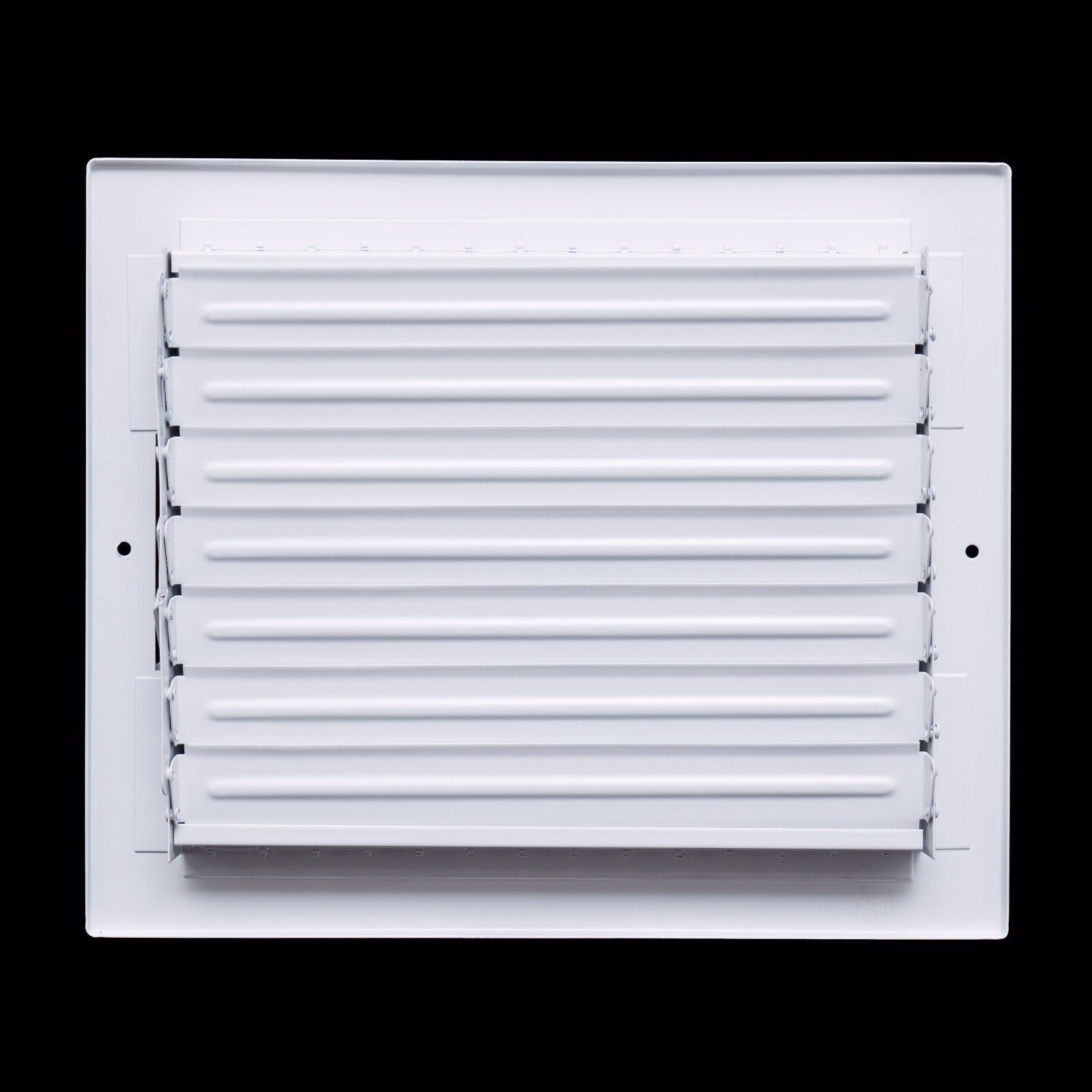 10 x 8-inch White Steel adjustable supply register, front view, louvers set straight