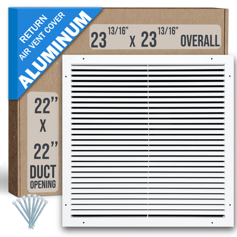22"x22" Premium Aluminum Return Air Grille – Rust-Free HVAC Vent Cover for Wall & Ceiling | White | Out. Dim.: 23-13/16"W X 23-13/16"H