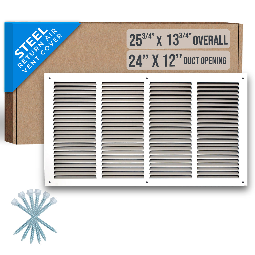 Handua Steel Return Air Grille | Vent Cover Grill for Sidewall and Ceiling, White