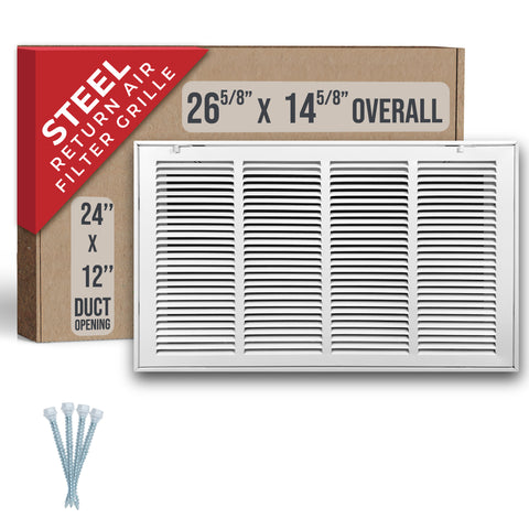 Handua HVAC Steel Return Air Filter Grille [Removable Face Door] for 1-inch Filters Vent Cover Grill for 1-inch Filter, White