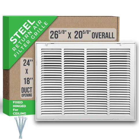 Handua Steel Return Air Filter Grille [Fixed Hinged] for 1-inch Filters Vent Cover Grill for Sidewall and Ceiling, White