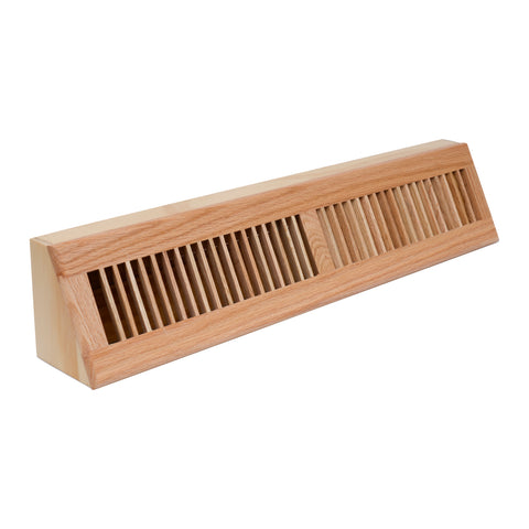 24" Oak Wood Corner Baseboard Register, Adjustable Vent Cover