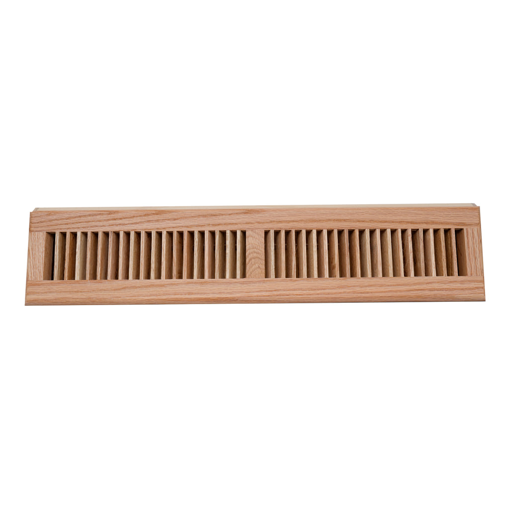 24" Wooden Baseboard Floor Register | Return Air Grille | Decorative Air Supply Vent Cover | Pre-Finished Natural Red Oak Wood Air Diffuser